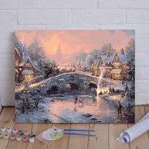 눈 내리는 길 도로 DIY 그림 유화 그리기 세트 인테리어 장식 겨울 풍경 집순이 취미, B + 60x75