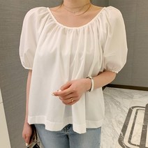 퍼니걸스 5105 퍼프 반팔 뒷트임 리본 블라우스 여성의류