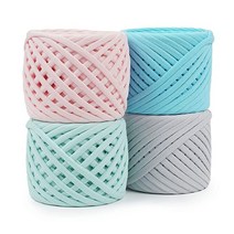 티셔츠 실 Fettuccini Zpagetti 세트 면 실 볼 4개 총 218야드 크로셰 티셔츠 실 키트 리본 실 100% 면 뜨개실 유기농 T 실 마크라메 티셔츠, Paris