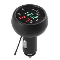 차량용 시거잭 USB 전압계 전류계 전압 측정기 12v24v 3 in 1 digital meter monitor led 자동차 충전기 전압계 온도계 car battery lcd, 초록