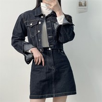 크로스컴퍼니 / [청청SET] 크롭 청자켓 생지 데님 광야 청 투피스