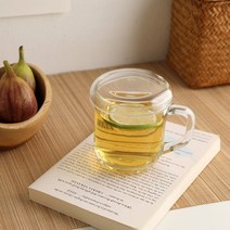 럭키글라스 유리 뚜껑 머그잔 세트