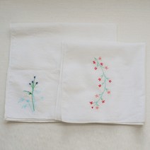 자수용아사손수건45X45cm, 백아이보리