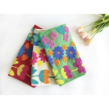 허니상점 꽃무늬 수건 플라워 예쁜 흡수력 좋은 욕실 타월 1P /3color, 그린