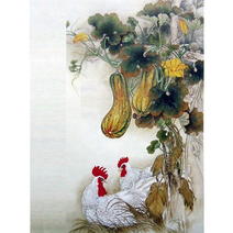 풍수 DIY명화그리기 40*50cm 암탉 수탉 모란꽃 조롱박 물감 피포페인팅 풍요 합격 승진 상징 성공시켜주는 닭그림색칠하기 집콕취미 집중력향상 취직 수능 개업선물 액자포함, 닭그림그리기 카번