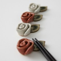 오반자이 장미꽃 일본 도자기 젓가락받침, [그레이1p]