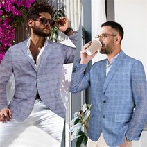 제이케이룩 쟌피엘 글렌체크 린넨자켓 여름정장 남자콤비마이