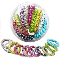 이쁨달다 스프링세트 10개 틴케이스 다양한패턴 전화선 자국없는 머리끈 큰사이즈