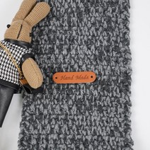 핸드메이드라벨 가죽라벨 스웨이드 손뜨개 퀼트 모자 라벨 Handmade, 갈색, 가죽