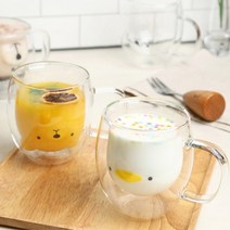 아지트 곰돌이 손잡이 유리컵 더블월 글라스, Bear