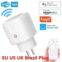 WiFi 스마트 플러그 EU 미국 16A 어댑터 무선 원격 음성 제어 전원 에너지 모니터 Alexa Google 홈 용 콘센트 스마트콘센트, 16A 이스라엘 플러그, 4 PCS