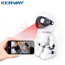 Kervay WiFi 로봇 보안카메라 Full HD 1080P 나이트비전 AP핫스팟 모션감지 홈보안 카메라 실내용, 레드+16G메모리