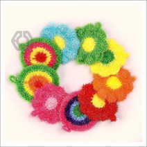 원형 세척 딸기 꽃 친환경 거품 아크릴 수세미, 꽃6색