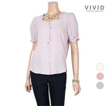 비비드시크릿가너 엠보싱 자개단추 블라우스 VS024052