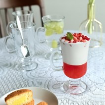 파르페잔 아이스크림컵 홈카페 유리잔, 파르페잔+티스푼, 4개