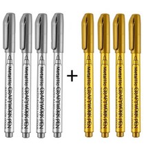 프라모델 도료 도색 아크릴 에나멜 물감 금속 방수 영구 마커 펜 diy 49, 4pcs 골드4pcs 실버