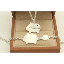 [쿨젬] 돼지가족 실버 미아방지목걸이 팔찌, 01.실버 돼지가족 목걸이