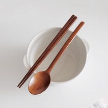 이한리빙 옻칠 나무 수저 세트 우드 숟가락 젓가락 스푼, 03.4P