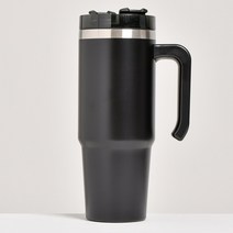 마매 각인텀블러 1리터텀블러 카페 커피 보온보냉 손잡이 스텐 핸들 텀블러 제작 대용량, 파스텔 고급 텀블러(차량겸용)블랙