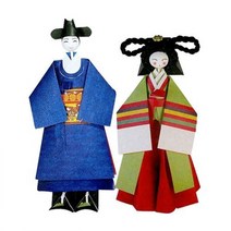 궁중의상종이접기(7) 관복2 녹원삼2 2매.