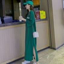 cisanny 여성 봄 여름 가을 빅 사이즈 루즈 허리를 묶다 롱 원피스 미디 원피스 L~2XL