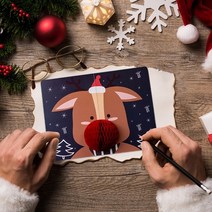 초대장 생일 팝업 입체카드 크리스마스 파티 초대장 선물 새해 인사말 카드 3D 팝업 산타 결혼, 02 E_01 One Size