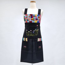 미도규방 전통 조각무늬 꽃 자수 한복 모시 앞치마 카페 공방 에이프런 선물 기념품, 검정