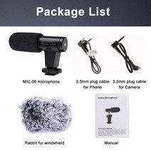 마이크MAMEN 전문 비디오 녹화 마이크 카디오이드 픽업 플러그 앤 플레이 Gopro DV SLR 카메라 스마트 폰 V, 01 MIC-06
