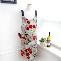 [바보사랑] 빈티지 블라썸 방수앞치마, 컬러:레드