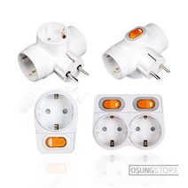 국산 멀티탭 어댑터 L자1구 L자2구 T자스위치 T자 콘센트 플러그 1구 2구 3구, T자스위치(1+1)