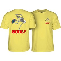 Powell Peralta 스케이트보드 스켈레톤 티셔츠 화이트 XL, Cornsilk