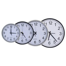 무소음 간편설치 원형 벽시계 큰숫자, 검정 - 25cm