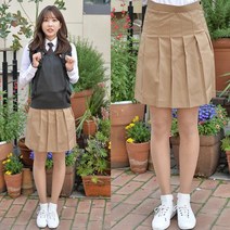 교복몰 / 백합주름치마 베이지 전체 주름교복치마