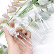 50개단위 화이트 뾰족캡 투명 공병 화장품 휴대용 소분 용기, 100ml