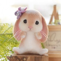 양모펠트 퀼티 DIY 천 체리 울 펠트 포크 찌르기 음악 diy 귀가 달린 토끼 귀여운 귀여운 회색 토끼 코끼리 인형 펜던트 선물, 코끼리 옷걸이 소재패키지