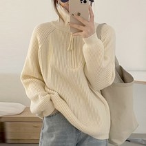 수맘 수엠W 여성 긴팔 골지 스웨터 W37 반집업니트