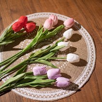 [올리브덴] 튤립조화 망고튤립꽃다발 테이블조화 한송이 4color, 하양