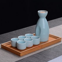 일본 왕벚꽃 레트로스 아쪼 고량주 하얀색 잔대 분비액 벚꽃술잔, T10-청주청자 1 냄비 6 컵(분청)마개가