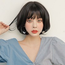 가발매니아 머그펌단발 28cm 더 썸 위그 통가발(하이소프트사), 내츄럴블랙