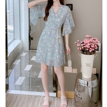 이지핏 프린지스트링 팔뚝살커버 쉬폰 A라인 미니원피스 슬림핏 루즈핏 dress home party