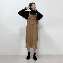 귀여운 코듀로이 골덴 포켓 루즈핏 뷔스티에 멜빵 원피스