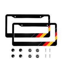 독일 국기 번호판 프레임 맞춤형 깃발 자동차 장식 태그 블랙 알루미늄 금속 커버 홀더 남성 및 여성용 나사 너트 포함 2홀 (2개) 657488