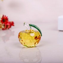 크리스탈 사과 장식품 문진 발렌타인 선물 장식, 8CM 옐로우