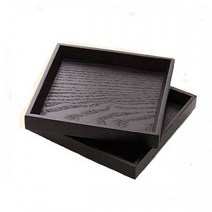 옻칠 원목 트레이 정사각 쟁반 17x17cm, 없음