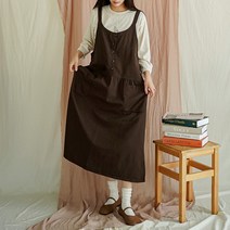 바이오워싱 반오픈 멜빵 원피스