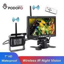 화물차후방카메라 지게차 화물차 트럭 블랙박스 podofo 내장 무선 ir 야간 투시경 방수 후면보기 백업 카메라 시스템 + 7quot rv 트레일러 버스용 hd 모니터, 없음
