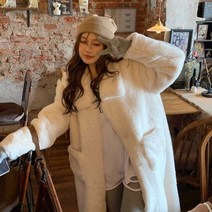 Momolatti 밍크코트 뽀글이 점퍼 페이크 밍크퍼 롱코트 빅사이즈 융털 트렌치코트