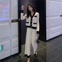 위위브렌 여성 빅사이즈 날씬해보이는 심플 상하 세미 정장 투피스 세트