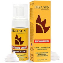 Ibiza Sun 유기농 셀프 태너 무스 페이크 탠 선리스 태너 자연스러운 셀프 태닝 셀프 태닝 무스 바디 또는 페이스 태너로 사용할 수 있는 태닝 폼 셀프 태너 베스트 셀러