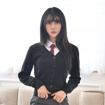 마롱패션 보풀방지 블랙 교복 가디건 여자 쇼핑몰 몰 학생복